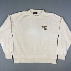 VTG University of Michigan Sweater Fits XL 90s Wolverines Embroidered Nutmeg USA